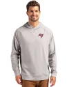 Tampa Bay Buccaneers Cutter & Buck Adapt Recycled Soft Knit Stretch Mens Heathered Hooded Pullover Polished Heather Front Thumbnail Image