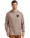 Chicago Bears Monochromatic Cutter & Buck Adapt Recycled Soft Knit Stretch Mens Heathered Hooded Pullover Mushroom Heather Front Thumbnail Image