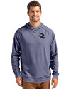 Seattle Seahawks NFL Helmet Cutter & Buck Adapt Knit Recycled Mens Heathered Hooded Pullover Navy Blue Heather Front Thumbnail Image