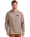 Denver Broncos Monochromatic Cutter & Buck Adapt Recycled Soft Knit Stretch Mens Heathered Hooded Pullover Mushroom Heather Front Thumbnail Image