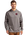 Kansas City Chiefs NFL Helmet Cutter & Buck Adapt Knit Recycled Mens Heathered Hooded Pullover Black Heather Front Thumbnail Image
