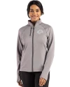 Los Angeles Rams Mono Cutter & Buck Peshastin Fleece Recycled Womens Full Zip Jacket Elemental Grey Heather Front Thumbnail Image