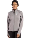 Pittsburgh Pirates Mono Cutter & Buck Peshastin Fleece Recycled Womens Full Zip Jacket Elemental Grey Heather Front Thumbnail Image