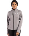 Indianapolis Colts Monochromatic Cutter & Buck Peshastin Recycled Grid Fleece Womens Full Zip Jacket Elemental Grey Heather Front Thumbnail Image