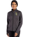 Green Bay Packers Historic Cutter & Buck Peshastin Fleece Recycled Womens Full Zip Jacket Black Heather Front Thumbnail Image