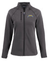 Los Angeles Chargers Cutter & Buck Peshastin Fleece Recycled Womens Full Zip Jacket Black Heather Mannequin Thumbnail Image