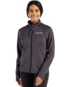 New Orleans Saints Mono Cutter & Buck Peshastin Fleece Recycled Womens Full Zip Jacket Black Heather Front Thumbnail Image