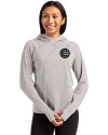 Chicago Cubs Mono Cutter & Buck Adapt Knit Recycled Womens Heathered Hooded Pullover Polished Heather Front Thumbnail Image