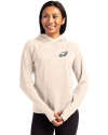 View image 7: Philadelphia Eagles Cutter & Buck Adapt Recycled Soft Knit Stretch Womens Hooded Pullover Wheat Heather Front