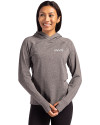 New Orleans Saints Monochromatic Cutter & Buck Adapt Recycled Soft Knit Stretch Womens Hooded Pullover Black Heather Front Thumbnail Image
