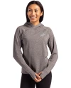 Los Angeles Dodgers Mono Cutter & Buck Adapt Knit Recycled Womens Heathered Hooded Pullover Black Heather Front Thumbnail Image