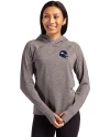 Minnesota Vikings NFL Helmet Cutter & Buck Adapt Knit Recycled Womens Heathered Hooded Pullover Black Heather Front Thumbnail Image