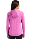 Texas Rangers Mono Cutter & Buck Adapt Knit Recycled Womens Heathered Hooded Pullover Gelato Heather Back Thumbnail Image