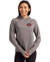 San Francisco 49ers Historic Cutter & Buck Adapt Knit Recycled Womens Heathered Hooded Pullover Black Heather Front Thumbnail Image