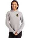 Pittsburgh Steelers Historic Cutter & Buck Adapt Knit Recycled Womens Heathered Hooded Pullover Polished Heather Front Thumbnail Image