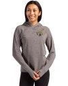 Jacksonville Jaguars Cutter & Buck Adapt Knit Recycled Womens Heathered Hooded Pullover Black Heather Front Thumbnail Image