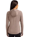 Las Vegas Raiders Monochromatic Cutter & Buck Adapt Recycled Soft Knit Stretch Womens Hooded Pullover Mushroom Heather Back Thumbnail Image