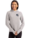 Carolina Panthers NFL Helmet Cutter & Buck Adapt Knit Recycled Womens Heathered Hooded Pullover Polished Heather Front Thumbnail Image