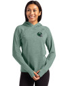 New York Jets NFL Helmet Cutter & Buck Adapt Knit Recycled Womens Heathered Hooded Pullover Hunter Heather Front Thumbnail Image