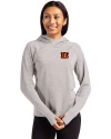 Cincinnati Bengals Cutter & Buck Adapt Knit Recycled Womens Heathered Hooded Pullover Polished Heather Front Thumbnail Image