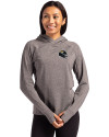 Jacksonville Jaguars NFL Helmet Cutter & Buck Adapt Knit Recycled Womens Heathered Hooded Pullover Black Heather Front Thumbnail Image