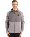 Green Bay Packers NFL Helmet Cutter & Buck Peshastin Fleece Recycled Mens Hybrid Jacket Elemental Grey Heather Front Thumbnail Image