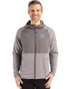 Seattle Mariners Mono Cutter & Buck Peshastin Fleece Recycled Mens Hybrid Jacket Elemental Grey Heather Front Thumbnail Image