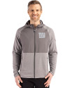 New York Giants Mono Cutter & Buck Peshastin Fleece Recycled Mens Hybrid Jacket Elemental Grey Heather Front Thumbnail Image