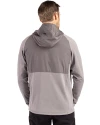 San Francisco 49ers Historic Cutter & Buck Peshastin Fleece Recycled Mens Hybrid Jacket Elemental Grey Heather Back Thumbnail Image