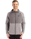 Kansas City Royals Mono Cutter & Buck Peshastin Fleece Recycled Mens Hybrid Jacket Elemental Grey Heather Front Thumbnail Image