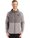 New Orleans Saints NFL Helmet Cutter & Buck Peshastin Fleece Recycled Mens Hybrid Jacket Elemental Grey Heather Front Thumbnail Image