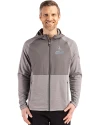St. Louis Cardinals Mono Cutter & Buck Peshastin Fleece Recycled Mens Hybrid Jacket Elemental Grey Heather Front Thumbnail Image