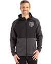 Chicago Bears Mono Cutter & Buck Peshastin Fleece Recycled Mens Hybrid Jacket Black Heather Front Thumbnail Image
