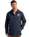 Los Angeles Chargers Historic Cutter & Buck Camano Everyday Stretch Recycled Mens Water Resistant Jacket Navy Blue Front Thumbnail Image