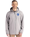 Los Angeles Rams Historic Cutter & Buck Camano Everyday Stretch Recycled Mens Water Resistant Jacket Polished Medium Gray Front Thumbnail Image