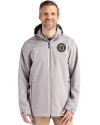 Washington Nationals Mono Cutter & Buck Camano Everyday Stretch Recycled Mens Water Resistant Jacket Polished Medium Gray Front Thumbnail Image