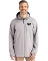 Washington Commanders Mono Cutter & Buck Camano Everyday Stretch Recycled Mens Water Resistant Jacket Polished Medium Gray Front Thumbnail Image