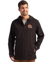 View image 1: Cleveland Browns Cutter & Buck Camano Recycled Everyday Stretch Water Resistant Mens Full Zip Jacket Black Front