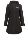 Los Angeles Chargers Cutter & Buck Camano Everyday Stretch Recycled Womens Water Resistant Jacket Black Mannequin Thumbnail Image