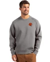 Cleveland Browns Helmet Cutter & Buck Roam Epic Versatility Recycled Crew Neck Mens Pullover Elemental Grey Front Thumbnail Image