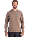 New York Yankees Mono Cutter & Buck Roam Epic Versatility Recycled Crew Neck Mens Pullover Mushroom Front Thumbnail Image