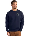 Denver Broncos NFL Helmet Cutter & Buck Roam Epic Versatility Recycled Crew Neck Mens Pullover Navy Blue Front Thumbnail Image