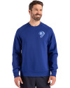 View image 10: Los Angeles Rams Historic Cutter & Buck Roam Recycled Buttery-Soft Knit Mens Crew Neck Pullover Tour Blue Front
