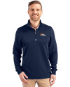 Denver Broncos Cutter & Buck Traverse Stretch Eco Quarter Zip Mens Big and Tall Pullover Liberty Navy Front Thumbnail Image