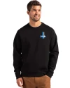 View image 1: Detroit Lions Historic Cutter & Buck Roam Recycled Buttery-Soft Knit Mens Crew Neck Pullover Black Front