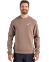 Miami Dolphins Monochromatic Cutter & Buck Roam Recycled Buttery-Soft Knit Mens Crew Neck Pullover Mushroom Front Thumbnail Image