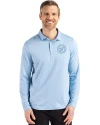 Washington Nationals Mono Cutter & Buck Coastline Epic Comfort Recycled Mens Long Sleeve Polo Atlas Light Blue Front Thumbnail Image