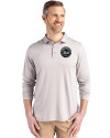 New York Mets Mono Cutter & Buck Coastline Epic Comfort Recycled Mens Long Sleeve Polo CONCRETE Front Thumbnail Image