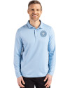 Houston Astro Mono Cutter & Buck Coastline Epic Comfort Recycled Mens Long Sleeve Polo Atlas Light Blue Front Thumbnail Image