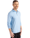 San Diego Padres Mono Cutter & Buck Coastline Epic Comfort Recycled Mens Long Sleeve Polo Atlas Light Blue Side Thumbnail Image
